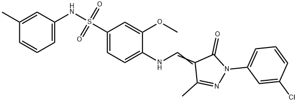 4-({[1-(3-chlorophenyl)-3-methyl-5-oxo-1,5-dihydro-4H-pyrazol-4-ylidene]methyl}amino)-3-methoxy-N-(3-methylphenyl)benzenesulfonamide 结构式