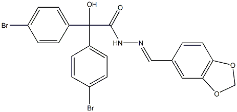 N'-(1,3-benzodioxol-5-ylmethylene)-2,2-bis(4-bromophenyl)-2-hydroxyacetohydrazide 结构式