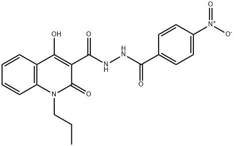 4-hydroxy-N'-{4-nitrobenzoyl}-2-oxo-1-propyl-1,2-dihydro-3-quinolinecarbohydrazide 结构式