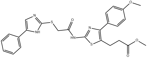 methyl 3-[4-(4-methoxyphenyl)-2-({[(4-phenyl-1H-imidazol-2-yl)sulfanyl]acetyl}amino)-1,3-thiazol-5-yl]propanoate 结构式