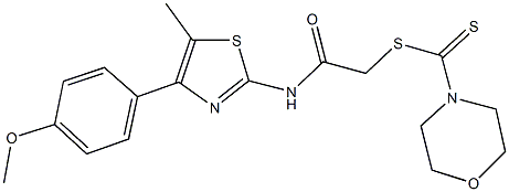 2-{[4-(4-methoxyphenyl)-5-methyl-1,3-thiazol-2-yl]amino}-2-oxoethyl 4-morpholinecarbodithioate 结构式