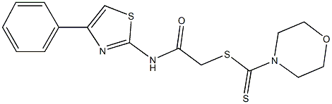 2-oxo-2-[(4-phenyl-1,3-thiazol-2-yl)amino]ethyl 4-morpholinecarbodithioate 结构式