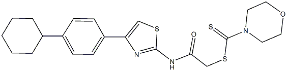 2-{[4-(4-cyclohexylphenyl)-1,3-thiazol-2-yl]amino}-2-oxoethyl 4-morpholinecarbodithioate 结构式