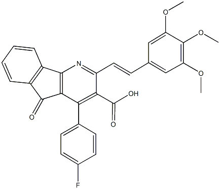 4-(4-fluorophenyl)-5-oxo-2-[2-(3,4,5-trimethoxyphenyl)vinyl]-5H-indeno[1,2-b]pyridine-3-carboxylic acid 结构式