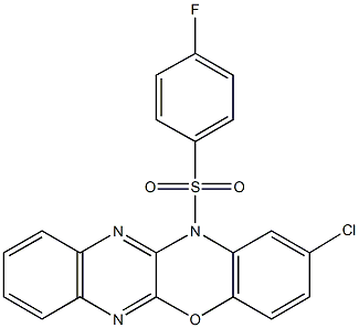 2-chloro-12-[(4-fluorophenyl)sulfonyl]-12H-quinoxalino[2,3-b][1,4]benzoxazine 结构式