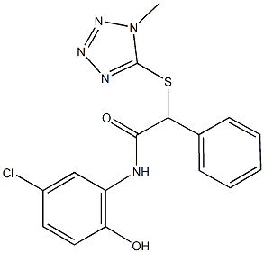 N-(5-chloro-2-hydroxyphenyl)-2-[(1-methyl-1H-tetraazol-5-yl)sulfanyl]-2-phenylacetamide 结构式