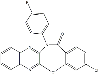 3-chloro-12-(4-fluorophenyl)quinoxalino[2,3-b][1,4]benzoxazepin-13(12H)-one 结构式