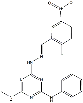 2-fluoro-5-nitrobenzaldehyde [4-anilino-6-(methylamino)-1,3,5-triazin-2-yl]hydrazone 结构式