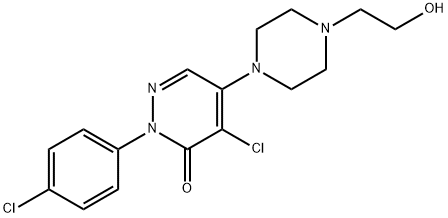 4-chloro-2-(4-chlorophenyl)-5-[4-(2-hydroxyethyl)-1-piperazinyl]-3(2H)-pyridazinone 结构式
