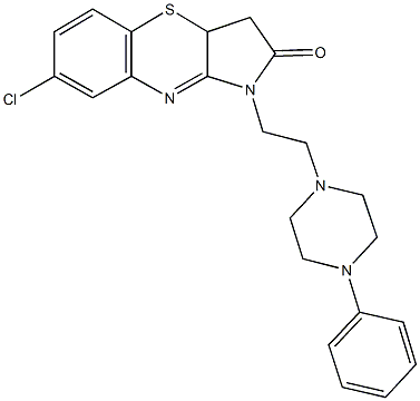7-chloro-1-[2-(4-phenyl-1-piperazinyl)ethyl]-3,3a-dihydropyrrolo[3,2-b][1,4]benzothiazin-2(1H)-one 结构式