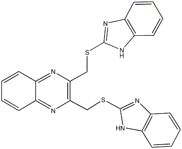 2,3-bis[(1H-benzimidazol-2-ylsulfanyl)methyl]quinoxaline 结构式