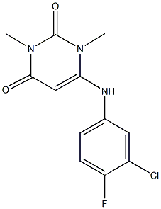 6-(3-chloro-4-fluoroanilino)-1,3-dimethyl-2,4(1H,3H)-pyrimidinedione 结构式