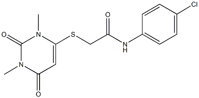 N-(4-chlorophenyl)-2-[(1,3-dimethyl-2,6-dioxo-1,2,3,6-tetrahydro-4-pyrimidinyl)sulfanyl]acetamide 结构式