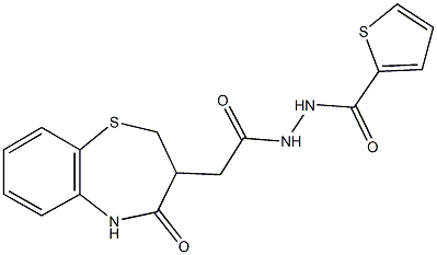 2-(4-oxo-2,3,4,5-tetrahydro-1,5-benzothiazepin-3-yl)-N'-(2-thienylcarbonyl)acetohydrazide 结构式