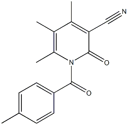 4,5,6-trimethyl-1-(4-methylbenzoyl)-2-oxo-1,2-dihydro-3-pyridinecarbonitrile 结构式