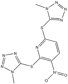 3-nitro-2,6-bis[(1-methyl-1H-tetraazol-5-yl)sulfanyl]pyridine 结构式