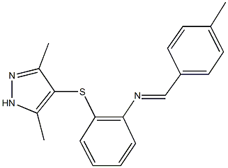 N-{2-[(3,5-dimethyl-1H-pyrazol-4-yl)sulfanyl]phenyl}-N-(4-methylbenzylidene)amine 结构式