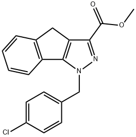 methyl 1-(4-chlorobenzyl)-1,4-dihydroindeno[1,2-c]pyrazole-3-carboxylate 结构式