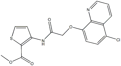 methyl 3-({[(5-chloro-8-quinolinyl)oxy]acetyl}amino)-2-thiophenecarboxylate 结构式