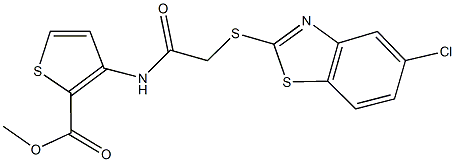 methyl 3-({[(5-chloro-1,3-benzothiazol-2-yl)sulfanyl]acetyl}amino)-2-thiophenecarboxylate 结构式