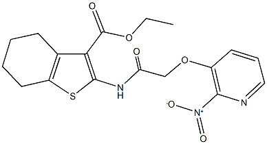 ethyl 2-{[({2-nitro-3-pyridinyl}oxy)acetyl]amino}-4,5,6,7-tetrahydro-1-benzothiophene-3-carboxylate 结构式