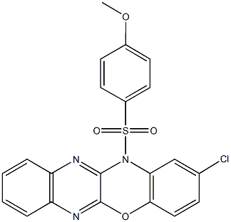 2-chloro-12-[(4-methoxyphenyl)sulfonyl]-12H-quinoxalino[2,3-b][1,4]benzoxazine 结构式