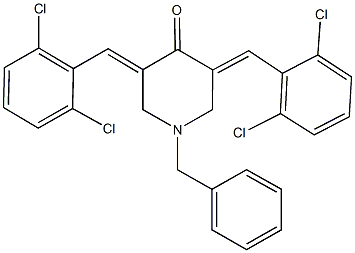 1-benzyl-3,5-bis(2,6-dichlorobenzylidene)-4-piperidinone 结构式