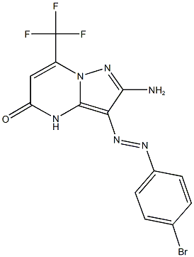 2-amino-3-[(4-bromophenyl)diazenyl]-7-(trifluoromethyl)pyrazolo[1,5-a]pyrimidin-5(4H)-one 结构式