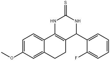 4-(2-fluorophenyl)-8-methoxy-3,4,5,6-tetrahydrobenzo[h]quinazoline-2(1H)-thione 结构式