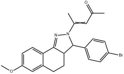 4-[3-(4-bromophenyl)-7-methoxy-3,3a,4,5-tetrahydro-2H-benzo[g]indazol-2-yl]-3-penten-2-one 结构式