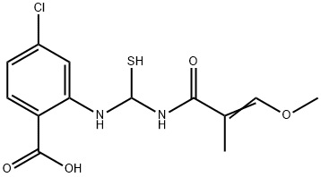 4-chloro-2-{[[(3-methoxy-2-methylacryloyl)amino](sulfanyl)methyl]amino}benzoic acid 结构式
