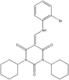 5-[(2-bromoanilino)methylene]-1,3-dicyclohexyl-2,4,6(1H,3H,5H)-pyrimidinetrione 结构式