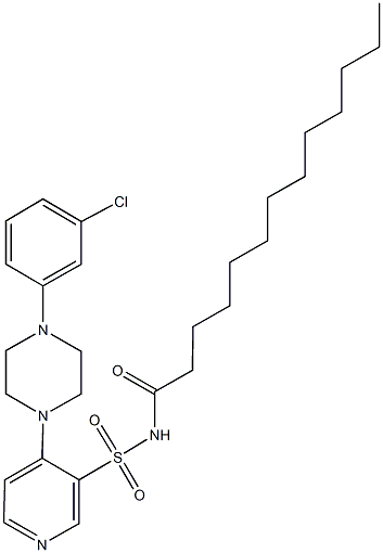 4-[4-(3-chlorophenyl)-1-piperazinyl]-N-tridecanoyl-3-pyridinesulfonamide 结构式