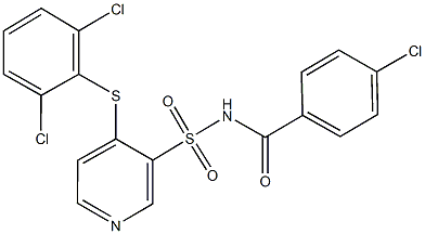 N-(4-chlorobenzoyl)-4-[(2,6-dichlorophenyl)sulfanyl]-3-pyridinesulfonamide 结构式