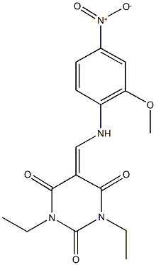 1,3-diethyl-5-({4-nitro-2-methoxyanilino}methylene)-2,4,6(1H,3H,5H)-pyrimidinetrione 结构式