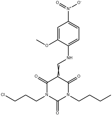 1-butyl-3-(3-chloropropyl)-5-({4-nitro-2-methoxyanilino}methylene)-2,4,6(1H,3H,5H)-pyrimidinetrione 结构式