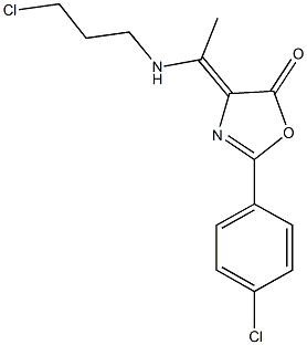 2-(4-chlorophenyl)-4-{1-[(3-chloropropyl)amino]ethylidene}-1,3-oxazol-5(4H)-one 结构式
