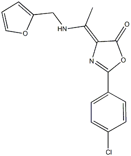 2-(4-chlorophenyl)-4-{1-[(2-furylmethyl)amino]ethylidene}-1,3-oxazol-5(4H)-one 结构式