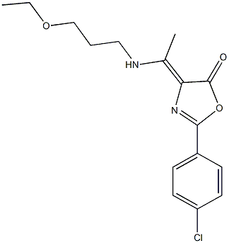 2-(4-chlorophenyl)-4-{1-[(3-ethoxypropyl)amino]ethylidene}-1,3-oxazol-5(4H)-one 结构式