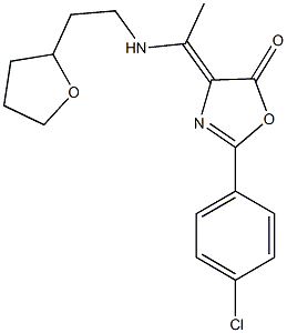 2-(4-chlorophenyl)-4-{1-[(2-tetrahydro-2-furanylethyl)amino]ethylidene}-1,3-oxazol-5(4H)-one 结构式