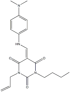 1-allyl-3-butyl-5-{[4-(dimethylamino)anilino]methylene}-2,4,6(1H,3H,5H)-pyrimidinetrione 结构式
