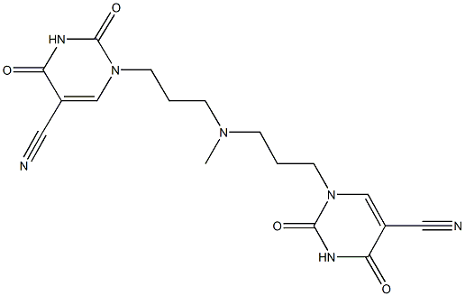 1-{3-[[3-(5-cyano-2,4-dioxo-3,4-dihydro-1(2H)-pyrimidinyl)propyl](methyl)amino]propyl}-2,4-dioxo-1,2,3,4-tetrahydro-5-pyrimidinecarbonitrile 结构式