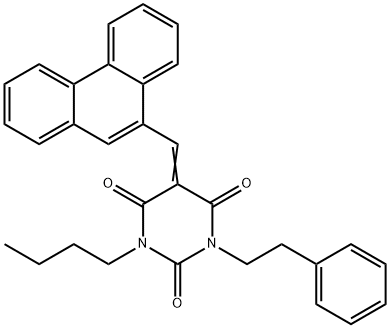 1-butyl-5-(9-phenanthrylmethylene)-3-(2-phenylethyl)-2,4,6(1H,3H,5H)-pyrimidinetrione 结构式