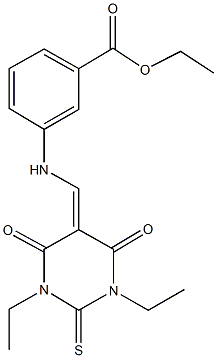 ethyl 3-{[(1,3-diethyl-4,6-dioxo-2-thioxotetrahydro-5(2H)-pyrimidinylidene)methyl]amino}benzoate 结构式