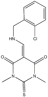 5-{[(2-chlorobenzyl)amino]methylene}-1,3-dimethyl-2-thioxodihydro-4,6(1H,5H)-pyrimidinedione 结构式