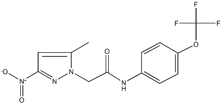 2-{3-nitro-5-methyl-1H-pyrazol-1-yl}-N-[4-(trifluoromethoxy)phenyl]acetamide 结构式