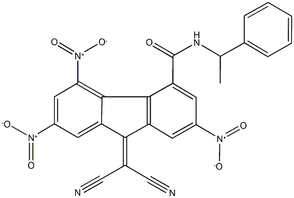 9-(dicyanomethylene)-2,5,7-trisnitro-N-(1-phenylethyl)-9H-fluorene-4-carboxamide 结构式