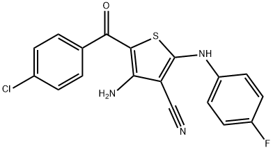4-amino-5-(4-chlorobenzoyl)-2-(4-fluoroanilino)-3-thiophenecarbonitrile 结构式