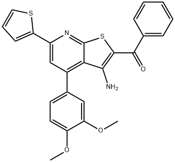 [3-amino-4-(3,4-dimethoxyphenyl)-6-(2-thienyl)thieno[2,3-b]pyridin-2-yl](phenyl)methanone 结构式