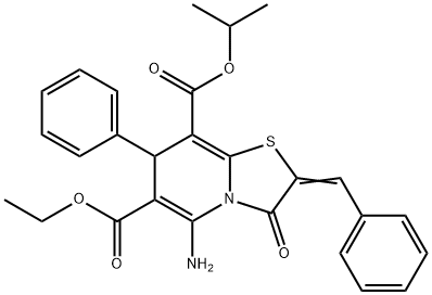 6-ethyl 8-isopropyl 5-amino-2-benzylidene-3-oxo-7-phenyl-2,3-dihydro-7H-[1,3]thiazolo[3,2-a]pyridine-6,8-dicarboxylate 结构式